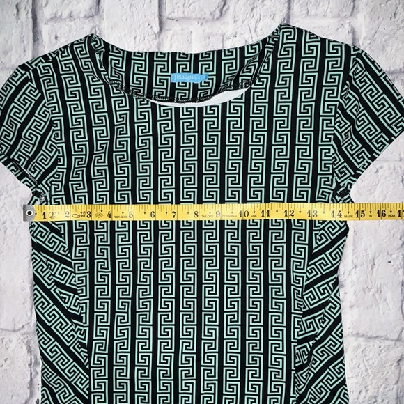 J. Mclaughlin Size Small Sheath Dress Green Black Nylon Blend - Picture 5 of 6